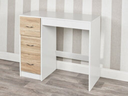 Urbn-Living Urbnliving Height 79.5Cm 3 Drawer Wooden Bedroom Dressing Computer Work Table Desk White Carcass And Oak Drawers Jewellery