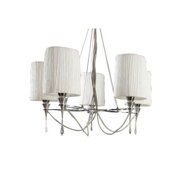 Luminosa Lighting Luminosa Lucca Pendant 5 Light E27, Polished Chrome With White Shades & Clear Crystal - image 1