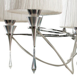 Luminosa Lighting Luminosa Lucca Pendant 5 Light E27, Polished Chrome With White Shades & Clear Crystal - thumbnail 7