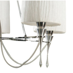 Luminosa Lighting Luminosa Lucca Pendant 5 Light E27, Polished Chrome With White Shades & Clear Crystal - thumbnail 9
