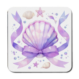 Benjamin Tate Design Sea Shell Ribbon Designer Artwork Placemat And Coaster Set With Wood Bottom Limited Edition - thumbnail 3
