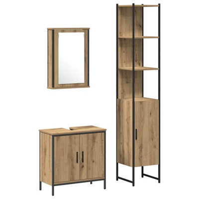 Berkfield Modern 3 Piece Bathroom Furniture Set Artisan Oak Engineered Wood - image 1