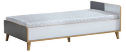 Arte Werso Single Bed With Storage, Anthracite & Oak Riviera - W2000mm X H652mm X D1020mm