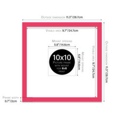 "10X10"" Bright Pink Picture Frame - 10X10"" Square Frame With 6X6"" Mount For 10X10""/6X6"" Pictures Art Deco Style Room Decor, 1 Pack" - thumbnail 2