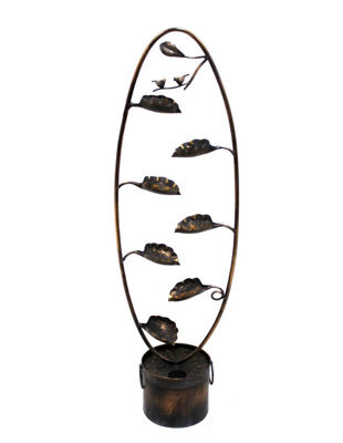 Outdoor Living UK Solar Metal Birds On Leaves Modern Metal Water Feature Without Cover