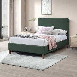 Furniturebox Uk King Size Bed - 'romy' Upholstered Green Kingsize Bed Frame Only (No Mattress) - 100% Recycled Eco Fabric - thumbnail 1