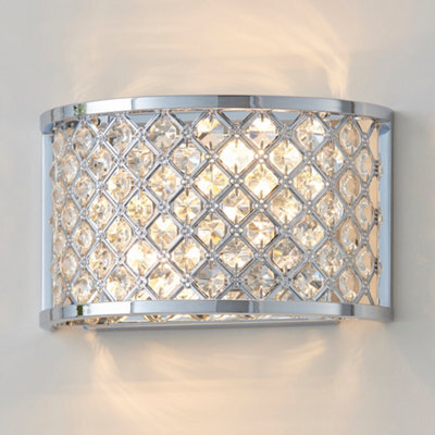 Anson Lighting Stockton 2Lt Wall Light Finished In Chrome Plate And Clear Crystal - image 1