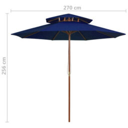 Berkfield Elegant Double Decker Parasol With Wooden Pole Blue 270 Cm - thumbnail 6