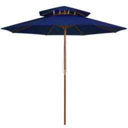Berkfield Elegant Double Decker Parasol With Wooden Pole Blue 270 Cm - thumbnail 2