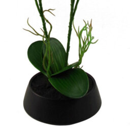 Leaf 43Cm Pink Yellow Artificial Orchid In Ceramic Planter - thumbnail 3