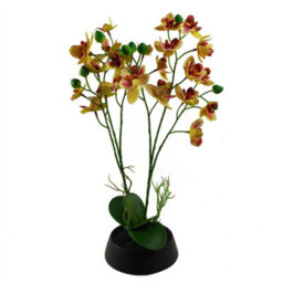 Leaf 43Cm Pink Yellow Artificial Orchid In Ceramic Planter - thumbnail 1