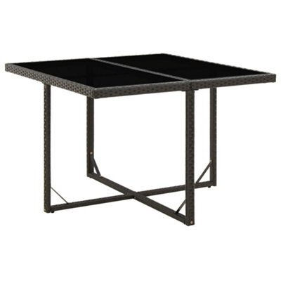 Walplus Garden Table Black 109X107X74 Cm Poly Rattan And Glass - image 1