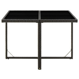 Walplus Garden Table Black 109X107X74 Cm Poly Rattan And Glass - thumbnail 2