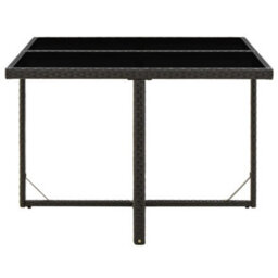 Walplus Garden Table Black 109X107X74 Cm Poly Rattan And Glass - thumbnail 3