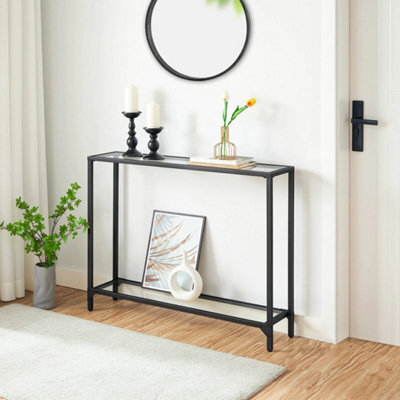 Black 100 X 22 X 80 Cm Console Table Sofa Table With 2 Shelves Hallway Table Entryway Display Table - image 1