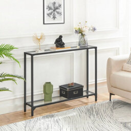 Black 100 X 22 X 80 Cm Console Table Sofa Table With 2 Shelves Hallway Table Entryway Display Table - thumbnail 3