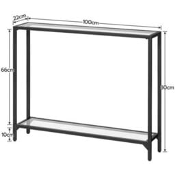 Black 100 X 22 X 80 Cm Console Table Sofa Table With 2 Shelves Hallway Table Entryway Display Table - thumbnail 2