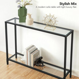 Black 100 X 22 X 80 Cm Console Table Sofa Table With 2 Shelves Hallway Table Entryway Display Table - thumbnail 4