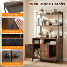 Costway Cat Litter Box Enclosure 144 Cm Tall Industrial Wooden Cat Litter Box Cabinet - thumbnail 3