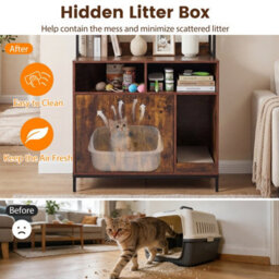 Costway Cat Litter Box Enclosure 144 Cm Tall Industrial Wooden Cat Litter Box Cabinet - thumbnail 4