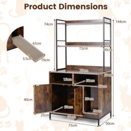 Costway Cat Litter Box Enclosure 144 Cm Tall Industrial Wooden Cat Litter Box Cabinet - thumbnail 8