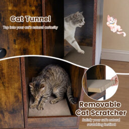 Costway Cat Litter Box Enclosure 144 Cm Tall Industrial Wooden Cat Litter Box Cabinet - thumbnail 9