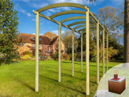 Edecks Extended Contemporary Colonnade Wooden Garden Pergola (1800mm X 7200mm) With Steel Spikes (2.1M) - thumbnail 4