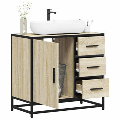 Berkfield Bathroom Sink Cabinet Sonoma Oak 65X33X60 Cm Engineered Wood - image 1
