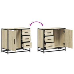 Berkfield Bathroom Sink Cabinet Sonoma Oak 65X33X60 Cm Engineered Wood - thumbnail 9