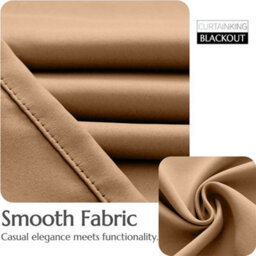 Oxford Homeware Plain Beige 230Gsm Blackout Curtain Thermal Insulated Eyelet For Window Curtain Pair (W)117Cm X (L)137Cm - thumbnail 5