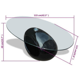 Berkfield Coffee Table With Oval Glass Top High Gloss Black - thumbnail 6