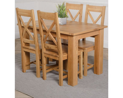 That's Furniture Hampton 120Cm - 160Cm Oak Extending Dining Table And 4 Chairs Dining Set With Berkeley Chairs - image 1