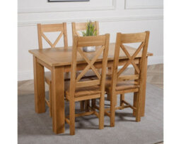 That's Furniture Hampton 120Cm - 160Cm Oak Extending Dining Table And 4 Chairs Dining Set With Berkeley Chairs - thumbnail 3