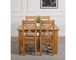 That's Furniture Hampton 120Cm - 160Cm Oak Extending Dining Table And 4 Chairs Dining Set With Berkeley Chairs - thumbnail 2