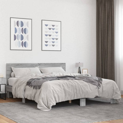 Berkfield Bed Frame Without Mattress Grey Sonoma 150X200 Cm King Size - image 1