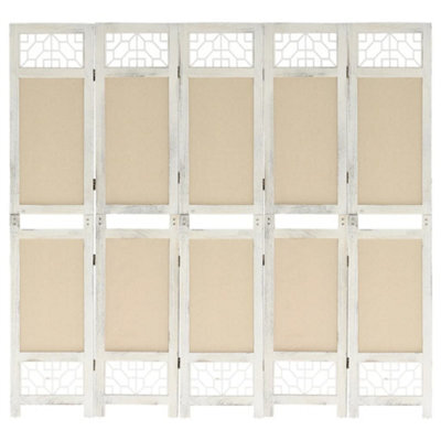 Berkfield 5-Panel Room Divider Cream 175X165 Cm Fabric - image 1