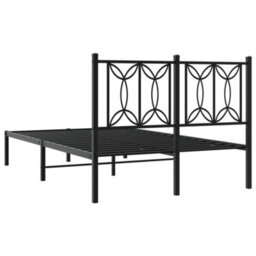 Berkfield Metal Bed Frame Without Mattress With Headboard Black 120X190Cm - thumbnail 6