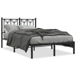 Berkfield Metal Bed Frame Without Mattress With Headboard Black 120X190Cm - thumbnail 2