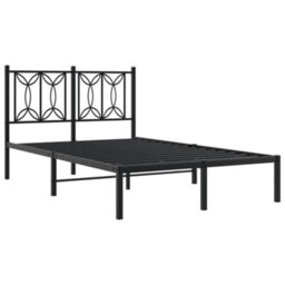 Berkfield Metal Bed Frame Without Mattress With Headboard Black 120X190Cm - thumbnail 3