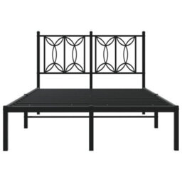 Berkfield Metal Bed Frame Without Mattress With Headboard Black 120X190Cm - thumbnail 4