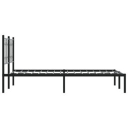 Berkfield Metal Bed Frame Without Mattress With Headboard Black 120X190Cm - thumbnail 5