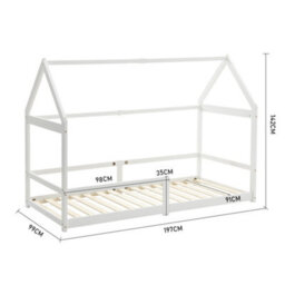 Thehotsale Modern Style White Toddler Bed Premium Natural Pine Children's Bed With Playful Roof Design 142Cm H - thumbnail 7