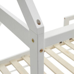 Thehotsale Modern Style White Toddler Bed Premium Natural Pine Children's Bed With Playful Roof Design 142Cm H - thumbnail 5