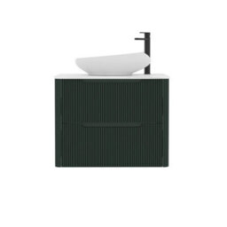 Royal Bathrooms Avenza 600mm Deep Moss Green Wall Hung Bathroom Countertop Vanity Unit 2 Drawer With Nova Basin - thumbnail 6