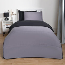Ohs Coverless 10.5 Tog Reversible Duvet & Pillowcase, Black/grey - Single - thumbnail 1