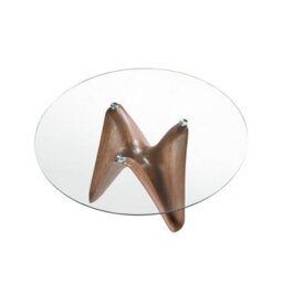 Angel Cerda Stylish Round Tempered Glass And Walnut Dining Table For Modern Homes - thumbnail 5