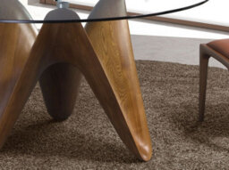 Angel Cerda Stylish Round Tempered Glass And Walnut Dining Table For Modern Homes - thumbnail 6