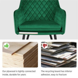 Yaheetech 2Pcs Green Velvet Fabric Tufted Dining Chairs With Armrest - thumbnail 8
