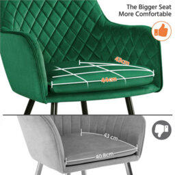 Yaheetech 2Pcs Green Velvet Fabric Tufted Dining Chairs With Armrest - thumbnail 7