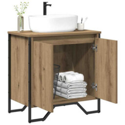 Berkfield Bathroom Sink Cabinet Artisan Oak 60X35X50 Cm Engineered Wood - thumbnail 3